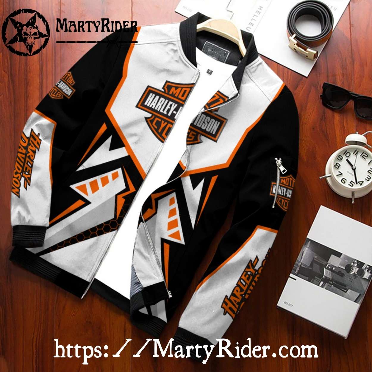 Abstract Geometric harley davidson Bomber Jackets white black Abstract Geometric harley davidson Bomber Jackets white black