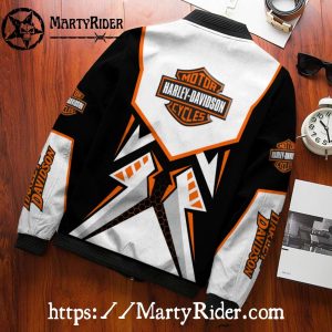 Abstract Geometric harley davidson Bomber Jackets white black