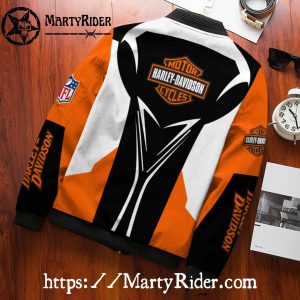 Abstract Slash bomber jacket harley davidson white orange black