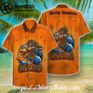 Aloha Monster Wave Harley Davidson Hawaiian Shirt
