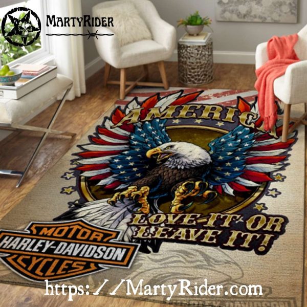 America Love It Eagle Harley Davidson Rugs