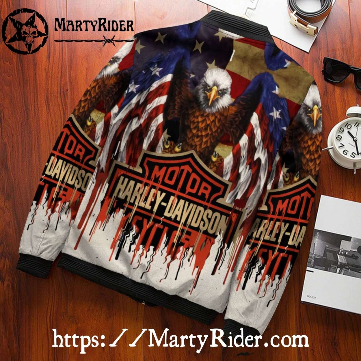 American Eagle Flag Harley Davidson Bomber Jacket Vintage Style American Eagle Flag Harley Davidson Bomber Jacket Vintage Style