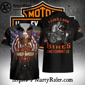 American Eagle Loud Bikes Harley Davidson Aloha Shirt
