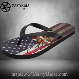 American Flag Harley Davidson Flip Flops Distressed