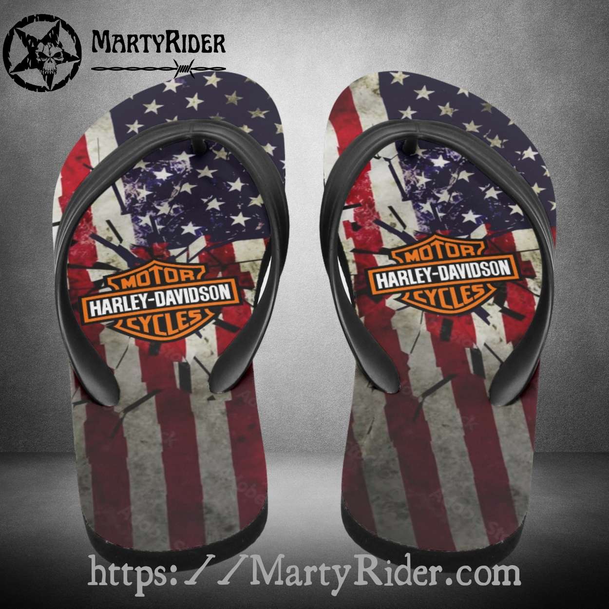 American Flag Harley Davidson Flip Flops Distressed American Flag Harley Davidson Flip Flops Distressed
