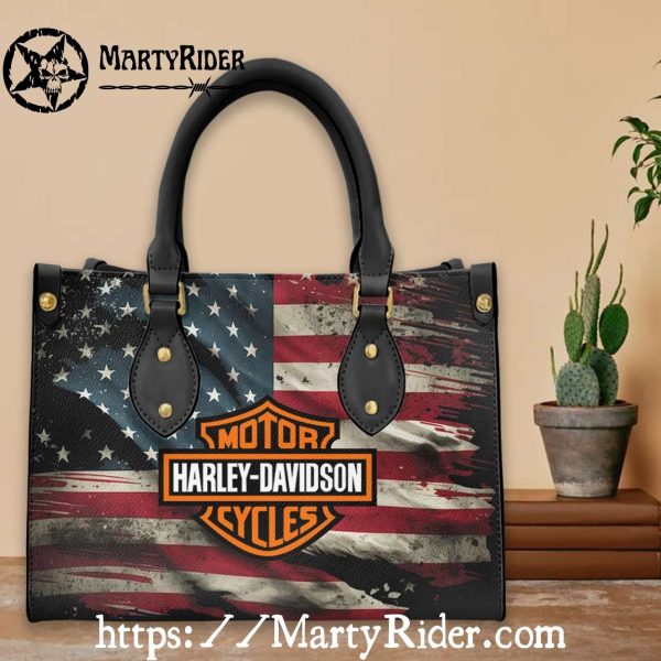 American Flag Print Harley Davidson Leather Bags