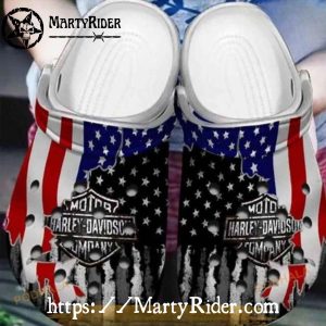American Flag Tear Harley Davidson Crocs Patriotic Look