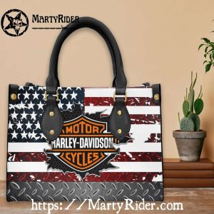 American Flag Tear Harley Davidson Leather Handbag