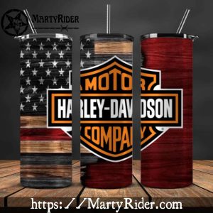 American Flag Wood Grain Harley Davidson Tumblers 20oz