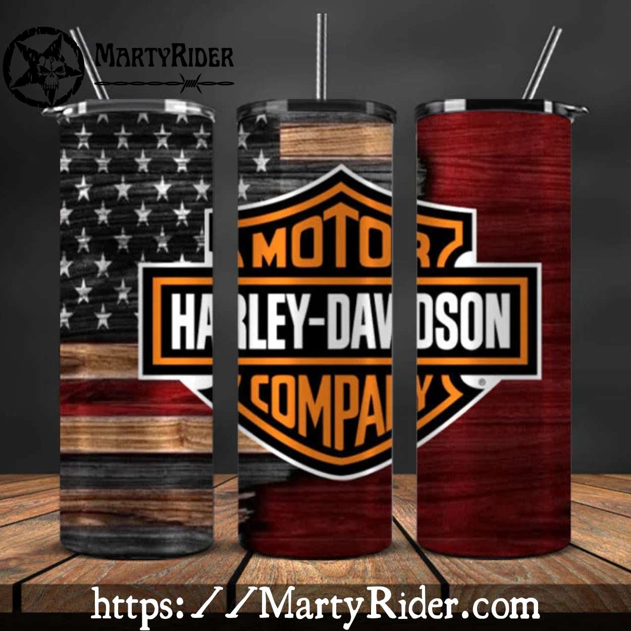 American Flag Wood Grain Harley Davidson Tumblers 20oz American Flag Wood Grain Harley Davidson Tumblers 20oz