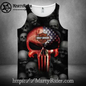 American Skull Flag Harley Davidson Tank Top Style