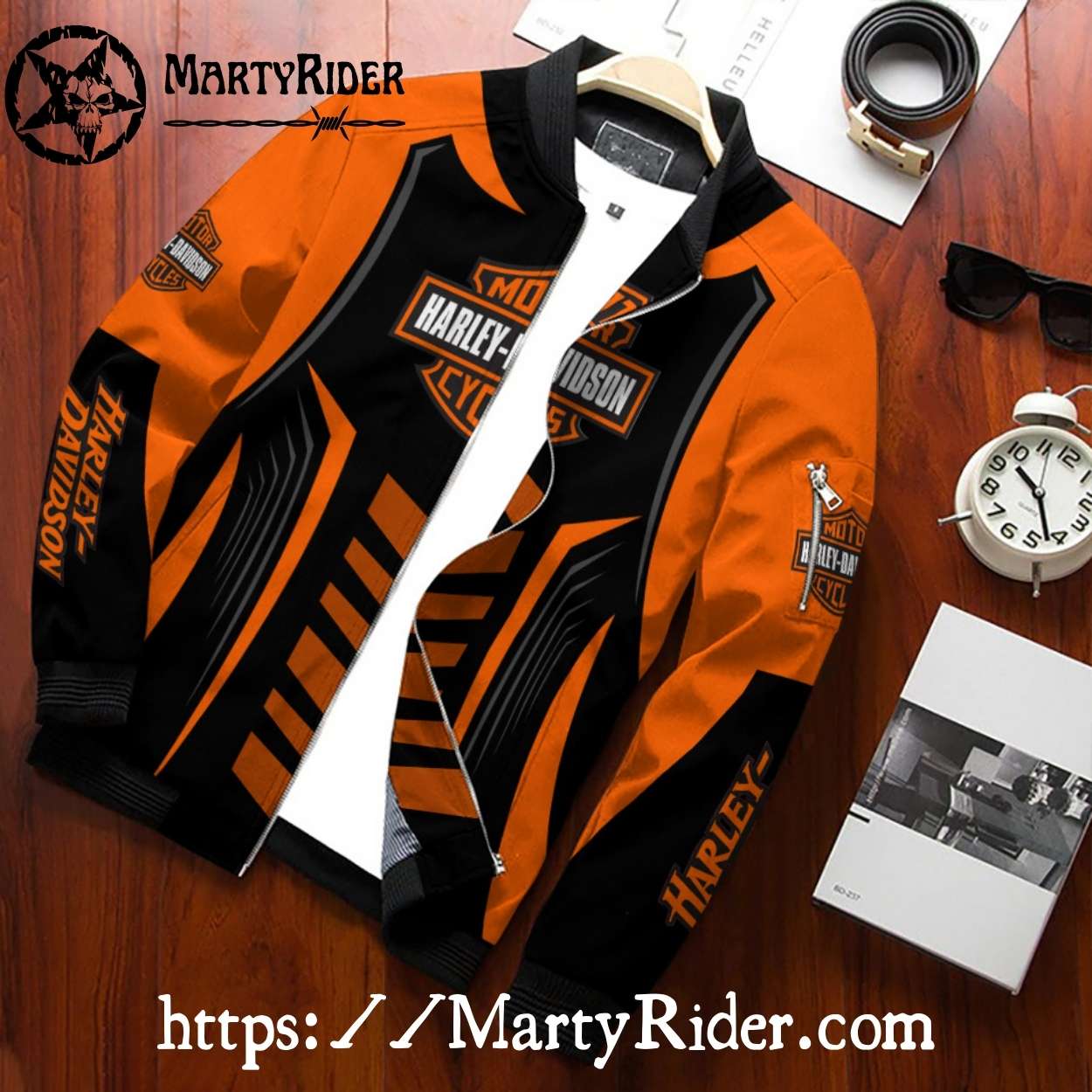 Arrow Pattern harley davidson Bomber Jackets orange black Arrow Pattern harley davidson Bomber Jackets orange black