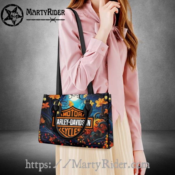 Autumn Moon Floral Harley Davidson Leather Lady Purse