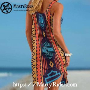 Aztec Skull Harley Davidson Beach Dress Tribal Spirit