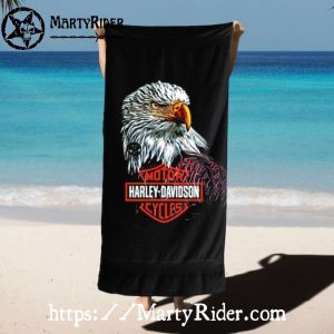 Bald Eagle Emblem Harley Davidson Beach Towels