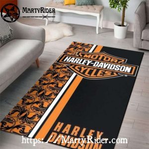 Bar and Shield Stripe Black Harley Davidson Rugs