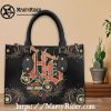Geometric Orange Harley Davidson Leather Tote for Her