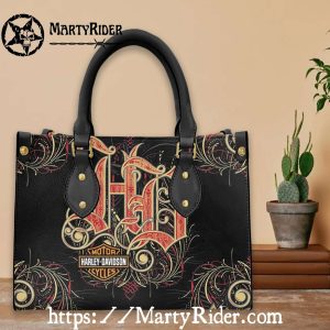 Baroque Lettering Harley Davidson Leather Bag for Women