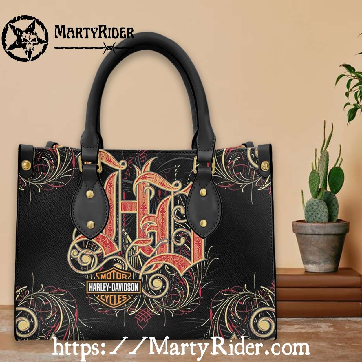Baroque Lettering Harley Davidson Leather Bag for Women Baroque Lettering Harley Davidson Leather Bag for Women