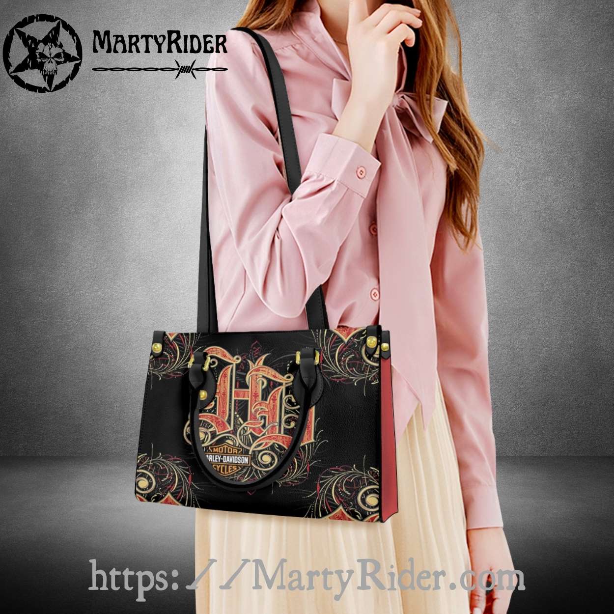Baroque Lettering Harley Davidson Leather Bag for Women Baroque Lettering Harley Davidson Leather Bag for Women