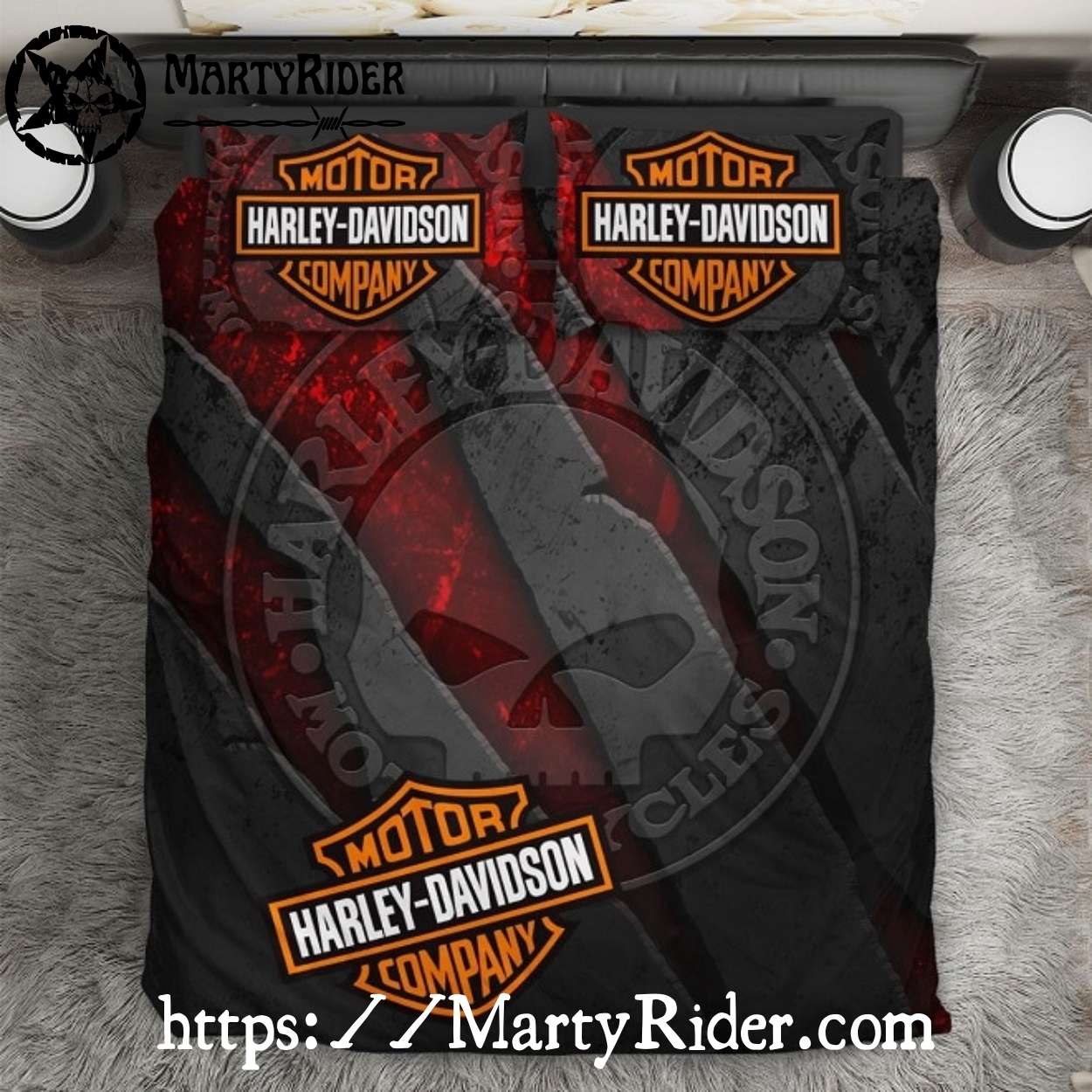 Battle Mask Harley Davidson Company Bedding Set Battle Mask Harley Davidson Company Bedding Set