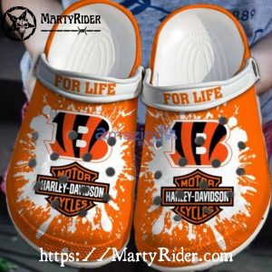 Bengals Splash Orange Harley Davidson Crocs For Life