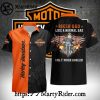Black And Orange Skull Gear Harley Davidson Aloha Shirt
