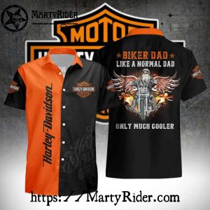 Biker Dad Wings Graphic Harley Davidson Hawaiian Shirt