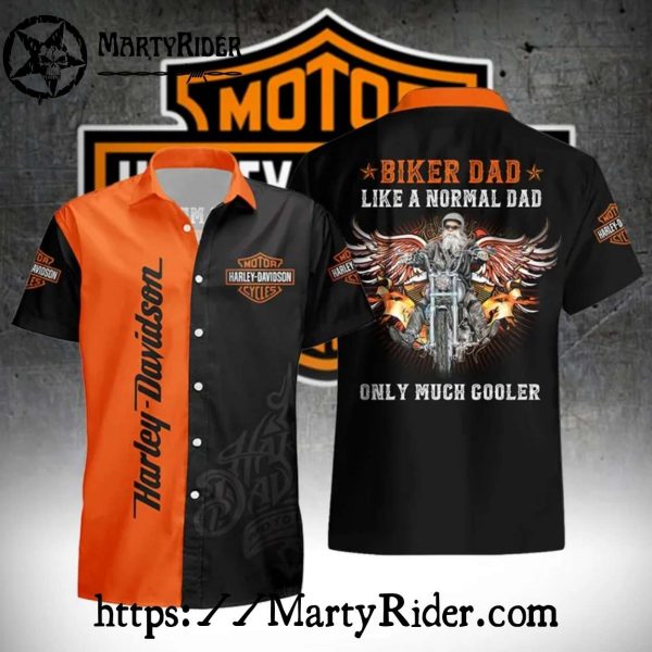 Biker Dad Wings Graphic Harley Davidson Hawaiian Shirt