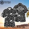 Black Classic Harley Davidson Hawaiian Shirt With Skull Seal