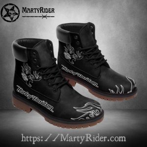 Black Flame Outline Harley Davidson Mens Riding Boots