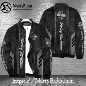 Black Leather Harley Davidson Bomber Jackets bomber harley look