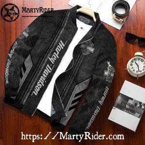 Black Leather Harley Davidson Bomber Jackets bomber harley look