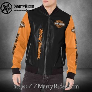 Black Orange Harley Davidson Bomber Jackets bomber harley style