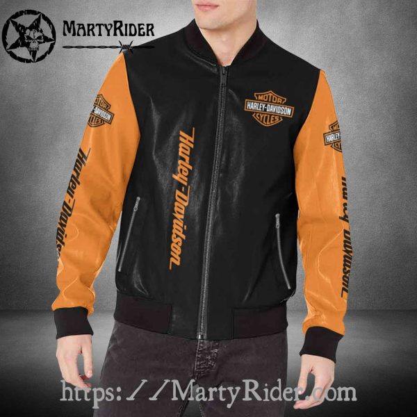 Black Orange Harley Davidson Bomber Jackets bomber harley style