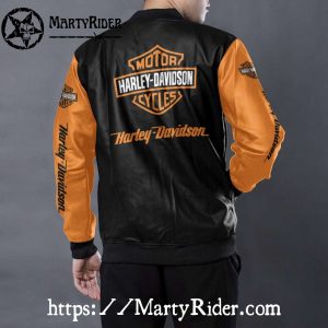 Black Orange Harley Davidson Bomber Jackets bomber harley style