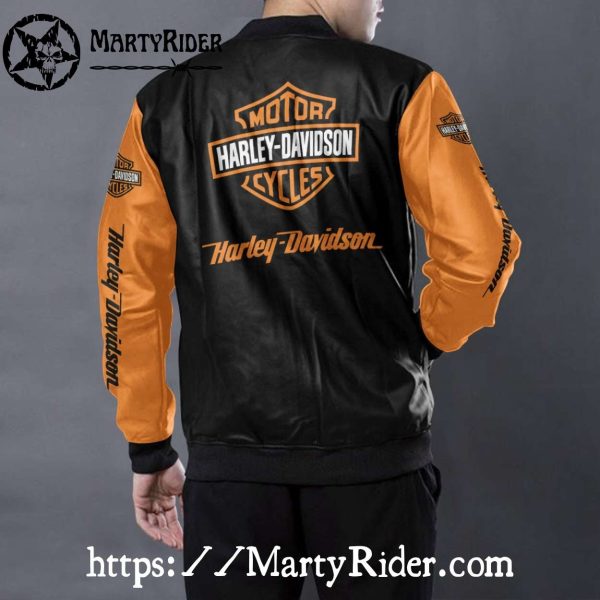 Black Orange Harley Davidson Bomber Jackets bomber harley style