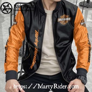 Black Orange Harley Davidson Bomber Jackets bomber harley style 3