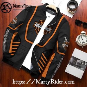 Black Orange Racing Lines bomber jacket Harley Davidson
