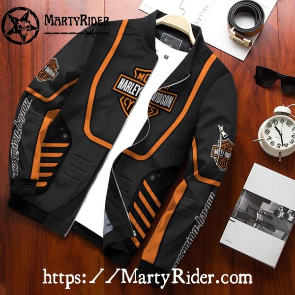Black Orange Racing Lines bomber jacket Harley Davidson