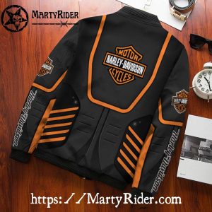 Black Orange Racing Lines bomber jacket Harley Davidson