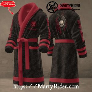 Black Red Rose Skull Harley Davidson Bathrobes Elegant