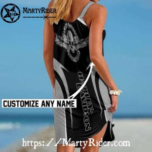 Black Skull Harley Davidson Beach Dress Name Custom