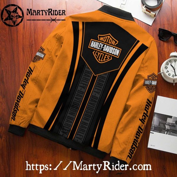 Black Stripe Classic Harley Davidson Bomber Jacket