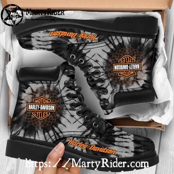 Black Tie Dye Harley Davidson Shoes Mens Harley Riding Boots