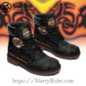 Black Tribal Pattern Harley Davidson Shoes Timberland Style Boots
