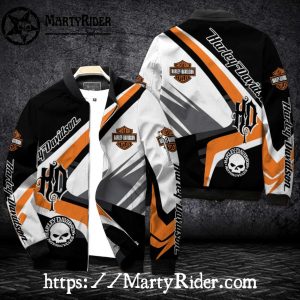 Black White HD Skull bomber jacket Harley Davidson Ride