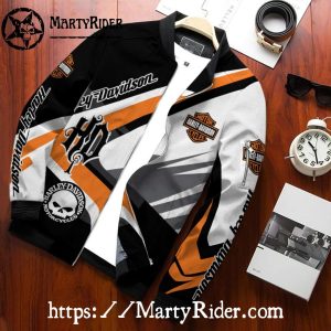 Black White HD Skull bomber jacket Harley Davidson Ride
