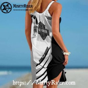Black White Snoopy Harley Davidson Beach Dress