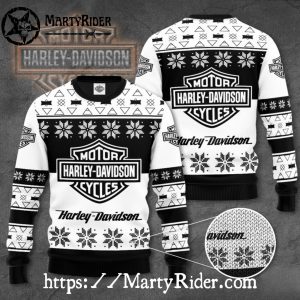 Black White Snowflake Harley Davidson Ugly Xmas Sweater